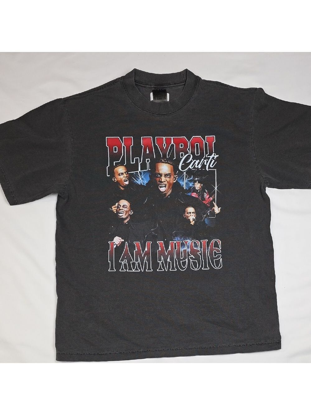 Black Graphic T-Shirt with Music Print